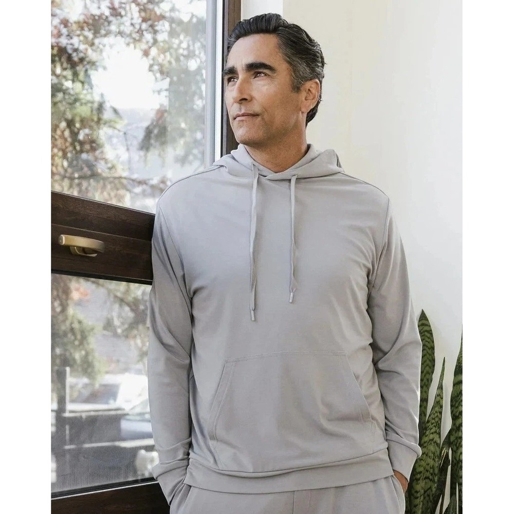 Cozy Earth Men's Bamboo Ultra-Soft Hoodie XL Stone Gray Pullover Sweatshirt NWT
